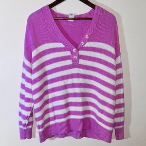 Victoria’s Secret PINK Slouchy Oversized Striped Knit Sweater SIZE XL